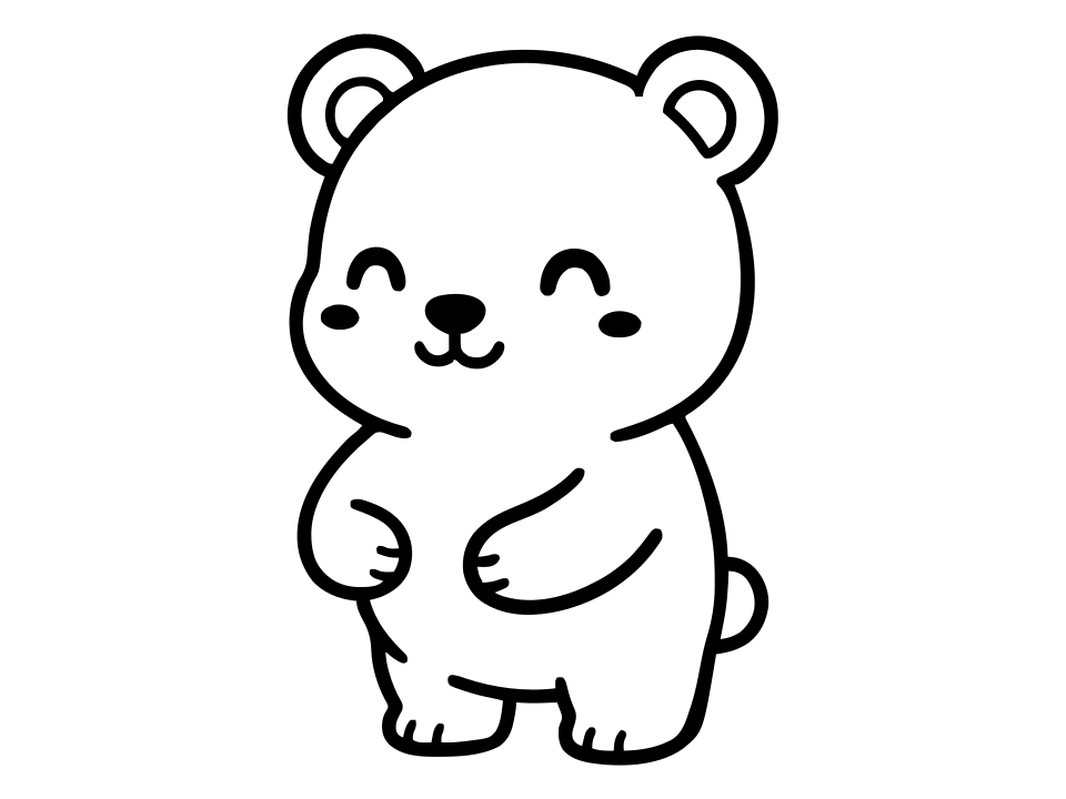 Black and white bear coloring page to print