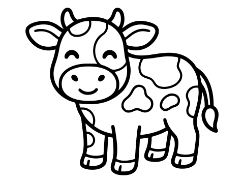 Black and white cow coloring page to print