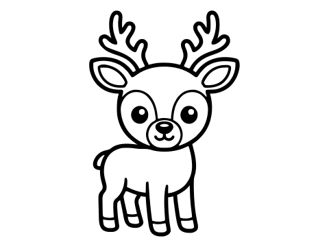 Black and white deer coloring page to print