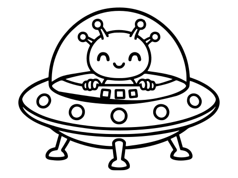 Black and white alien coloring page to print