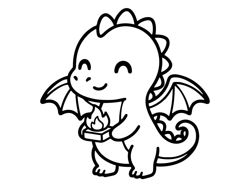 Black and white dragon coloring page to print