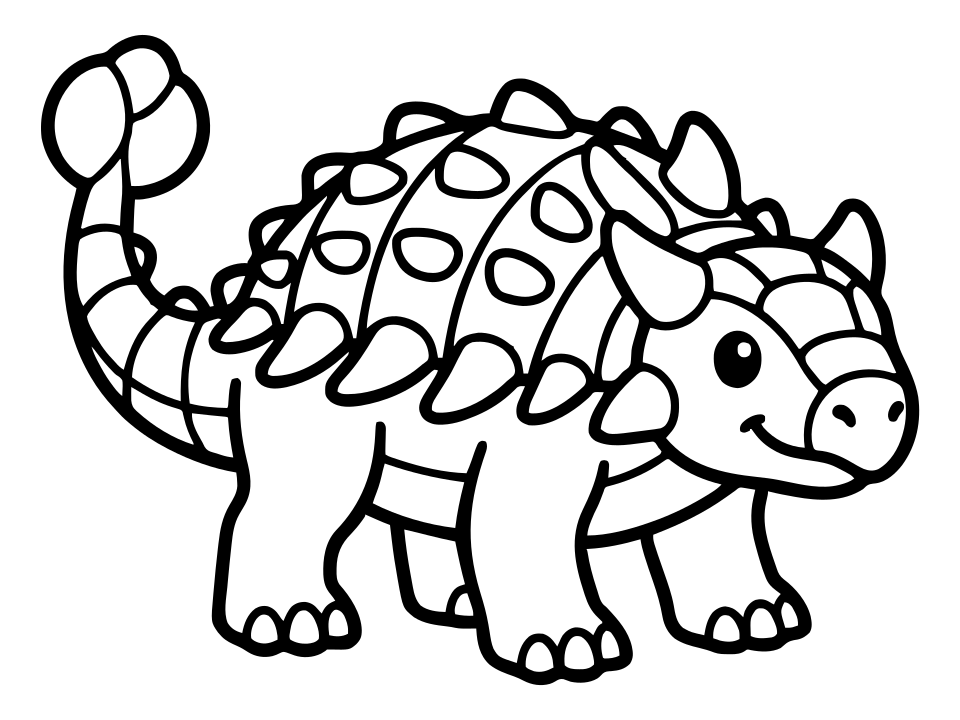 Black and white ankylosaurus coloring page to print