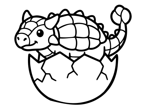 Black and white dino egg coloring page to print