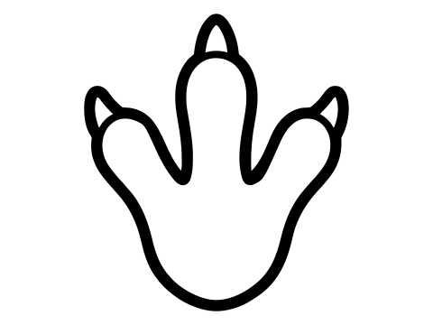 Black and white dino footprint coloring page to print