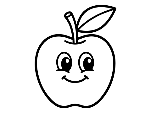 Black and white apple coloring page to print