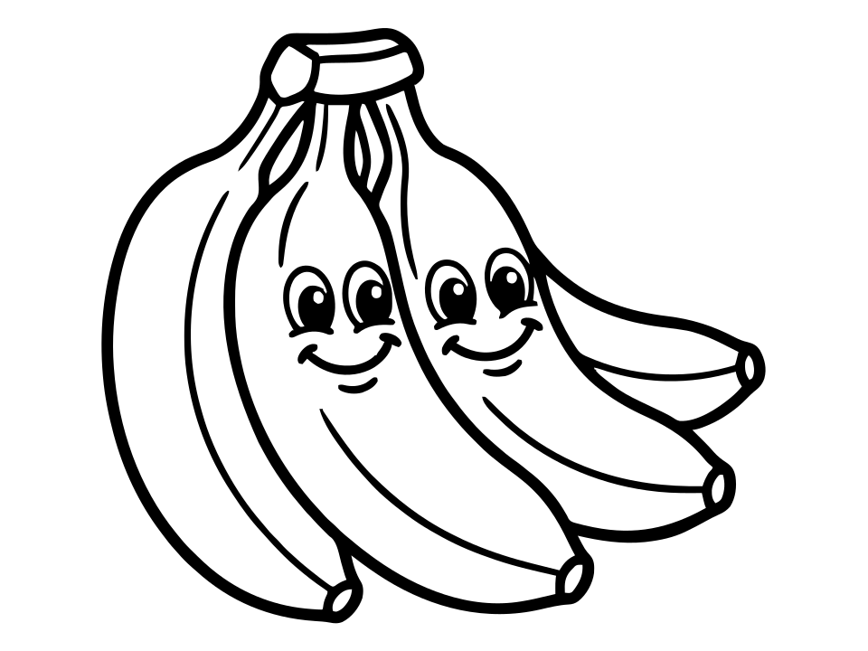 Black and white bananas coloring page to print