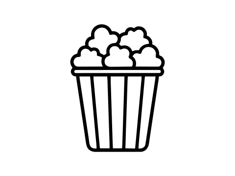 Black and white popcorn coloring page to print