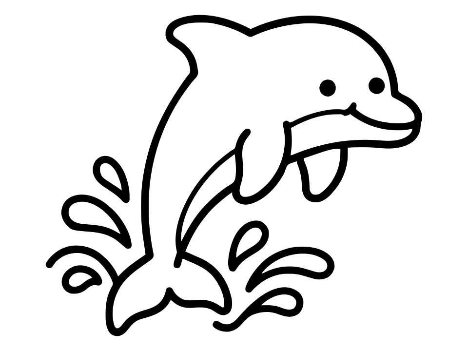 Black and white dolphin coloring page to print