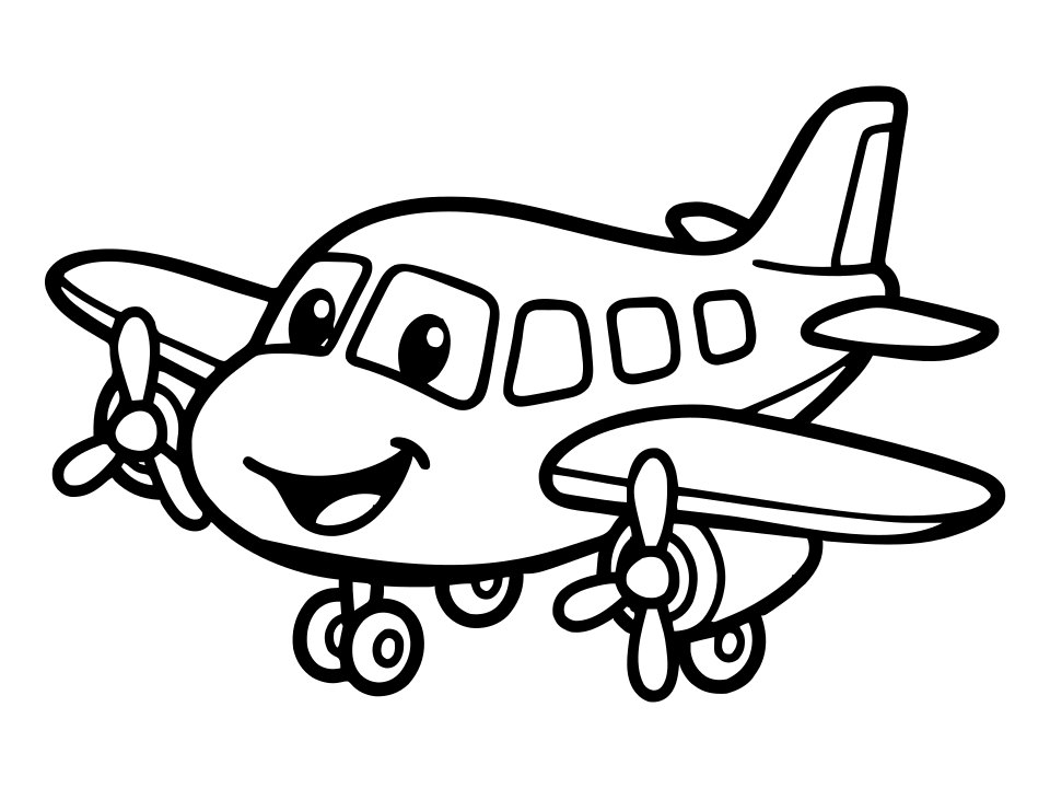 Black and white airplane coloring page to print