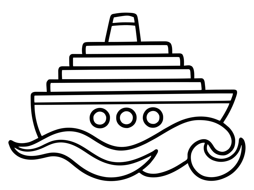 Black and white boat coloring page to print