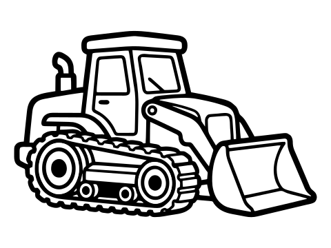 Black and white bulldozer coloring page to print